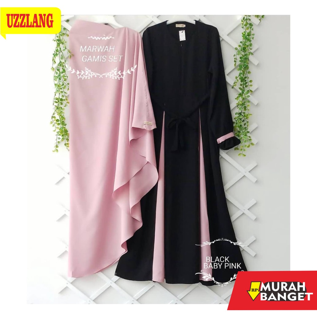 DRESS BUSUI TERBARU- GAMIS SYAR'I CANTIK / MARWAH SYARI + KHIMAR / SETELAN HIJAB SYARII TERLARIS