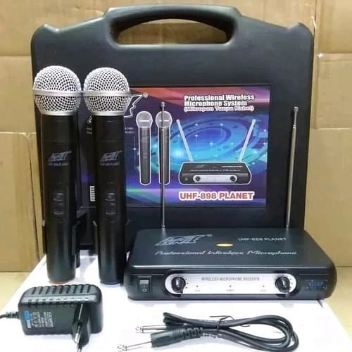 Mic Wireless PEWIE UHF- 898 PLANET Mik Microphone UHF 898 UHF898 Profesional System Audio Wierless