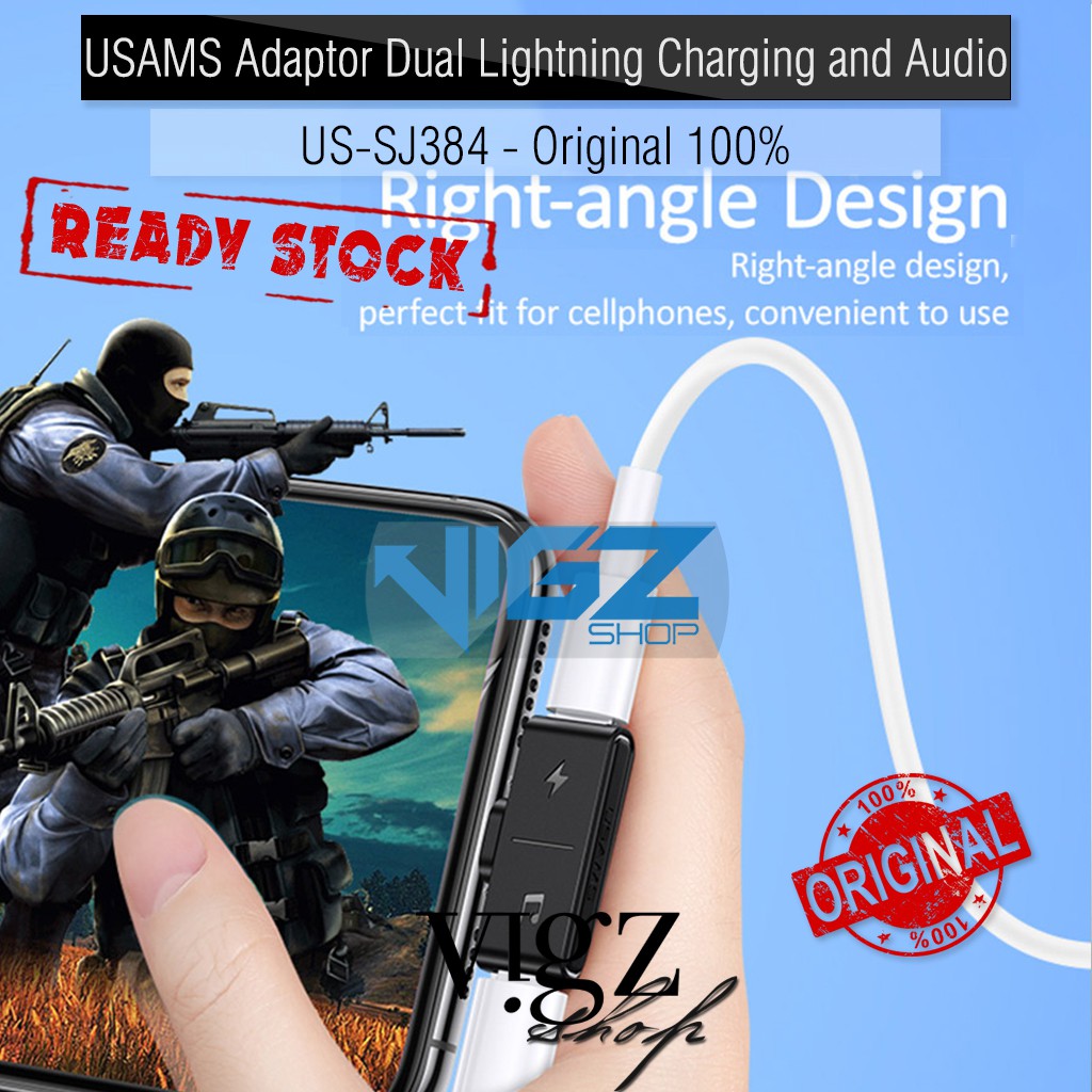 USAMS Adaptor Dual Lightning Charging and Audio US-SJ384 Original