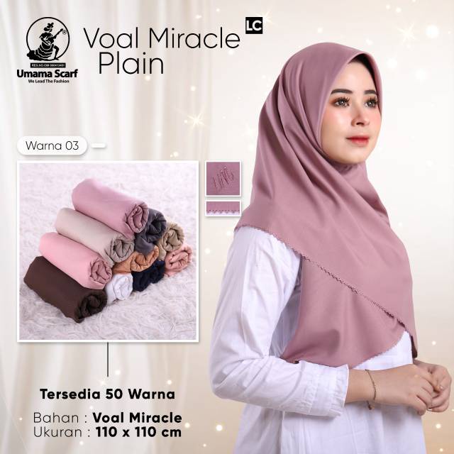 Kerudung Hijab Polos Segi Empat Voal Miracle Plain Umama Scarf JILBAB PREMIUM MURAH