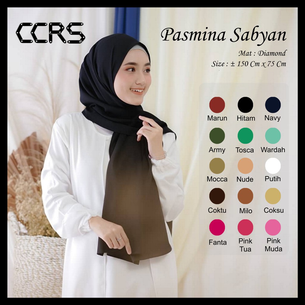 Pashmina Sabyan Deluxe Diamond Creepe Nissa Saby Ukuran 150  x 75 Pasmina Hitam Navy Dusty Marun