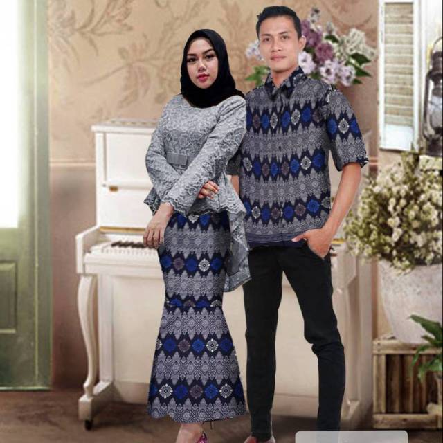 WOU BATIK COUPLE SHOFIA ESTETIKA BROKAT  - Couple Modern Batik couple Sarimbit Brokat Kebaya