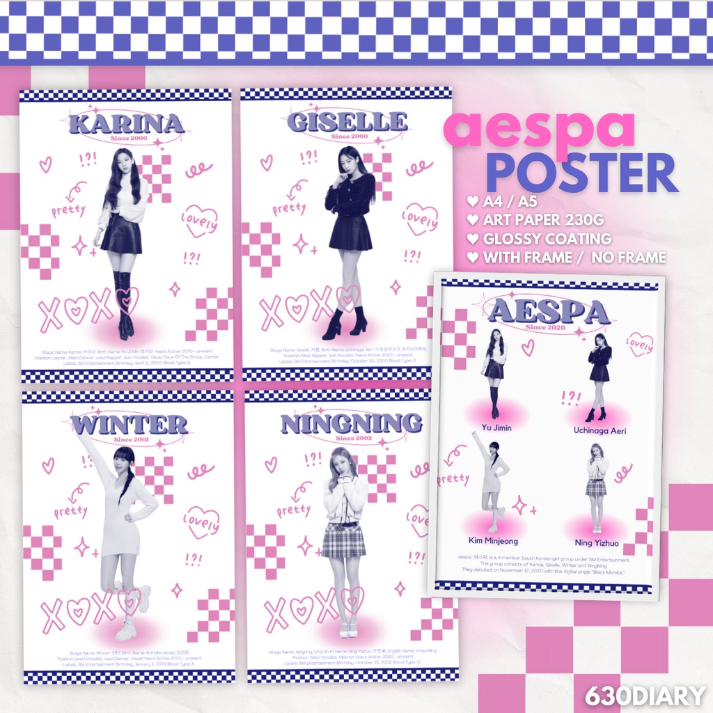AESPA A4 / A5 Poster Artprint Pink Version By 630Diary