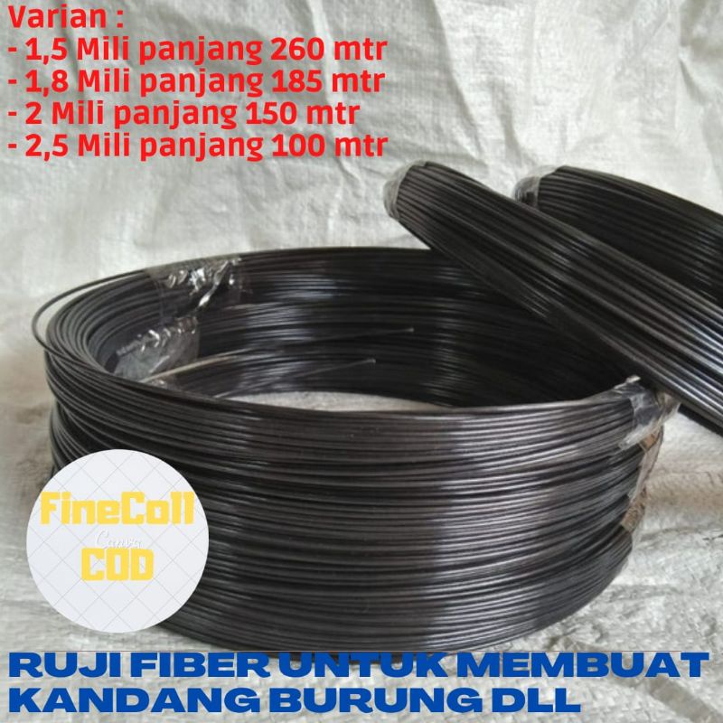 Jeruji fiber 1,5mm 1,8mm 2 mm 2,5mm hitam asli non kulit  jual kiloan Ruji untuk kandang burung