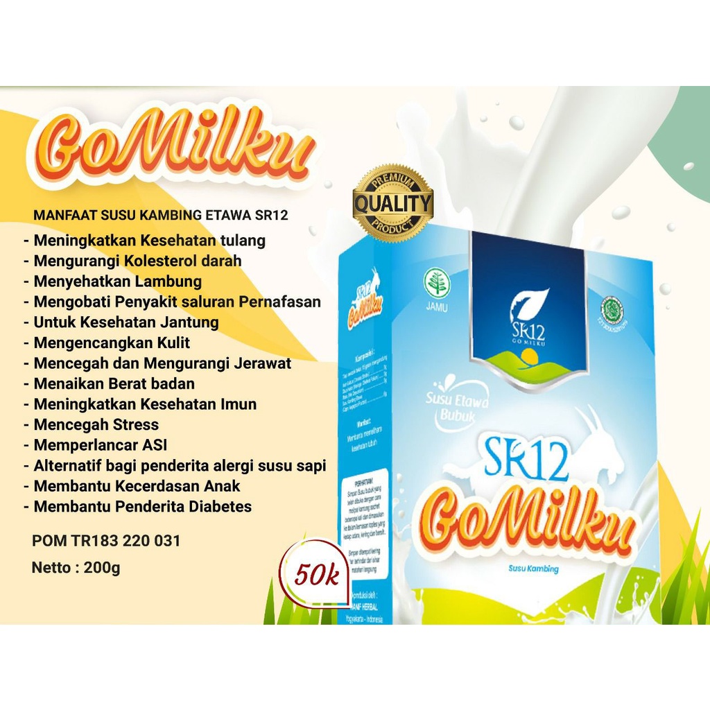 

BWDO Susu kambing etawa bubuk gomilku SR12 rasa manis tanpa gula goat milk 200 gram 600 gram