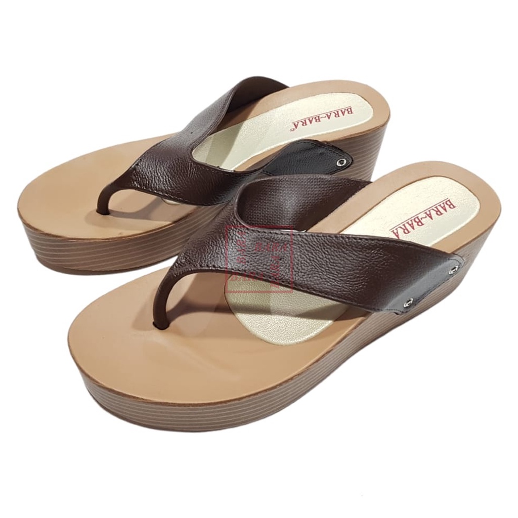 Bara~Bara Sandal Jepit Wedges Jelly Karet Wanita MJZB1955JPL (AW4)-COKLAT TUA