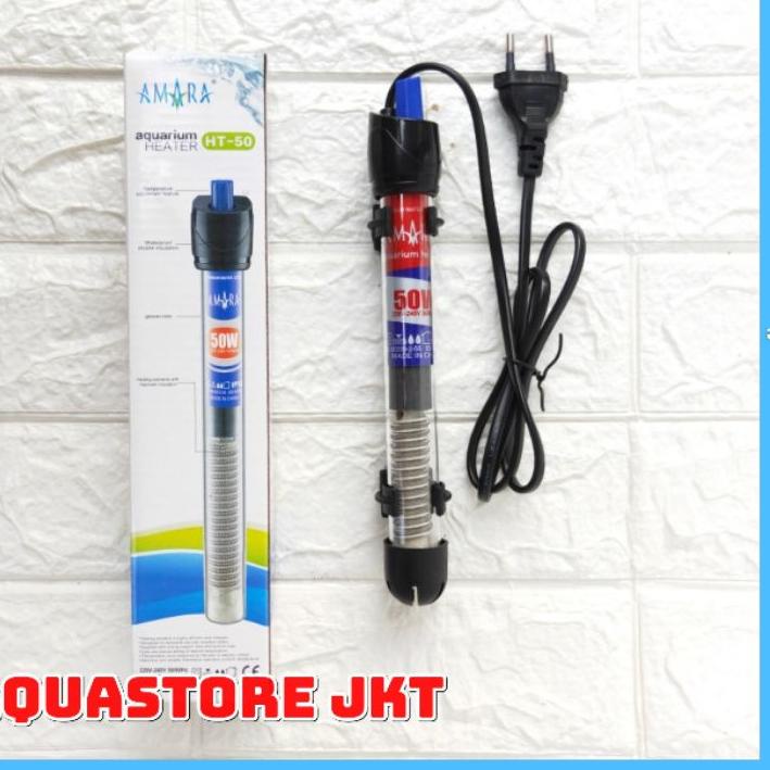 ✸ HEATER AQUARIUM AMARA HT50 50 WATT PEMANAS AIR AQUARIUM OTOMATIS HEATER 50WATT ♙