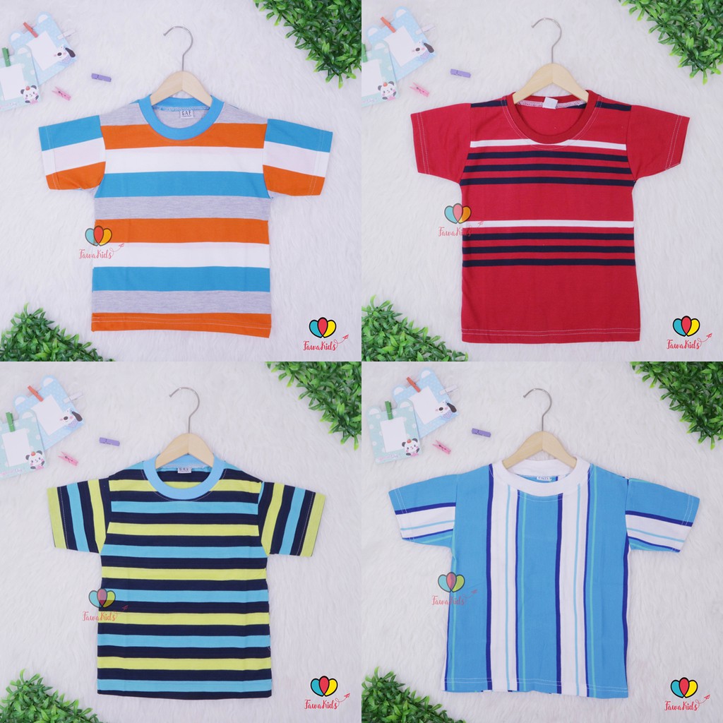 Kaos Salur uk 1-2 Tahun / Kaos Motif Anak Balita Baju Laki-Laki Shirt Oblong Lengan Pendek Grosir