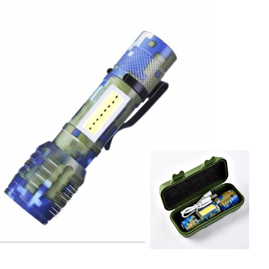 Senter Loreng Swat usb Xpe mini Led Cob police warna tentara 511