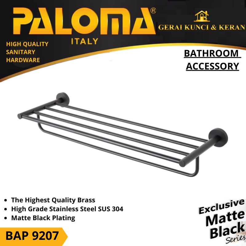 PALOMA BAP 9207 Rak Handuk Baju Gantungan Hanger Dinding Kamar Mandi Black Hitam