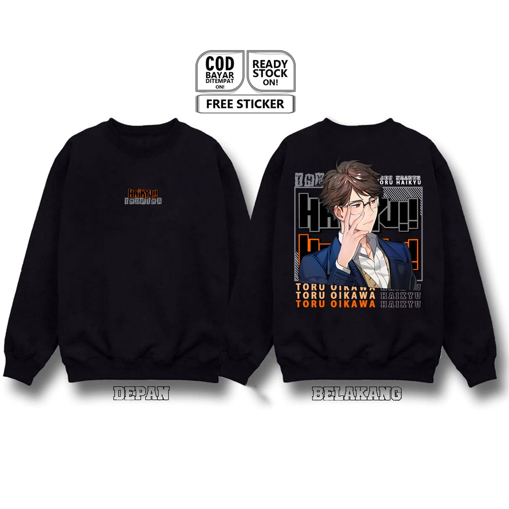 SWEATER CREWNECK ANIME TORU OIKAWA HAIKYU KAGEYAMA TETSURO KENMA KOJUME YU NISHINOYA MANGA BAJU SIGN