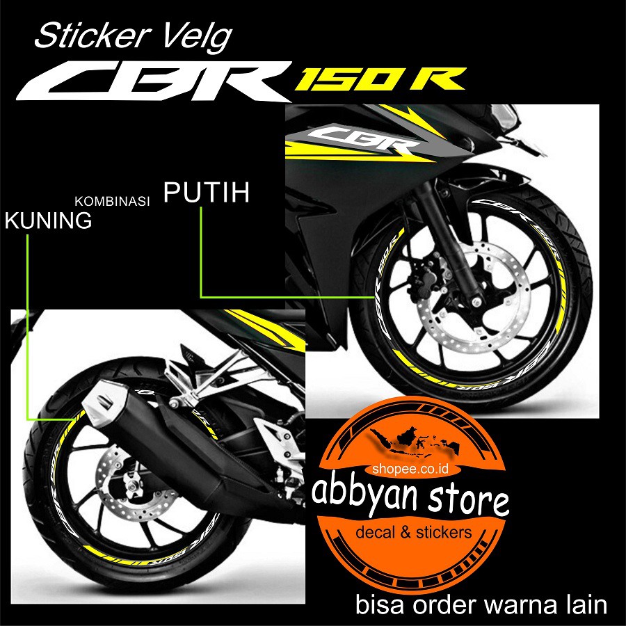 Stiker Velg Sticker Motor Decal Honda CBR 150R Bisa Cutom Yamaha Honda Kawasaki KTM Shopee Indonesia