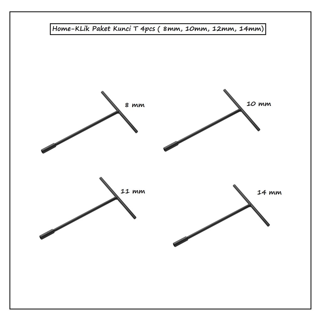 Home-Klik  TEKIRO Kunci T Set 4 Pcs ( 8mm, 10mm, 12mm, 14mm)