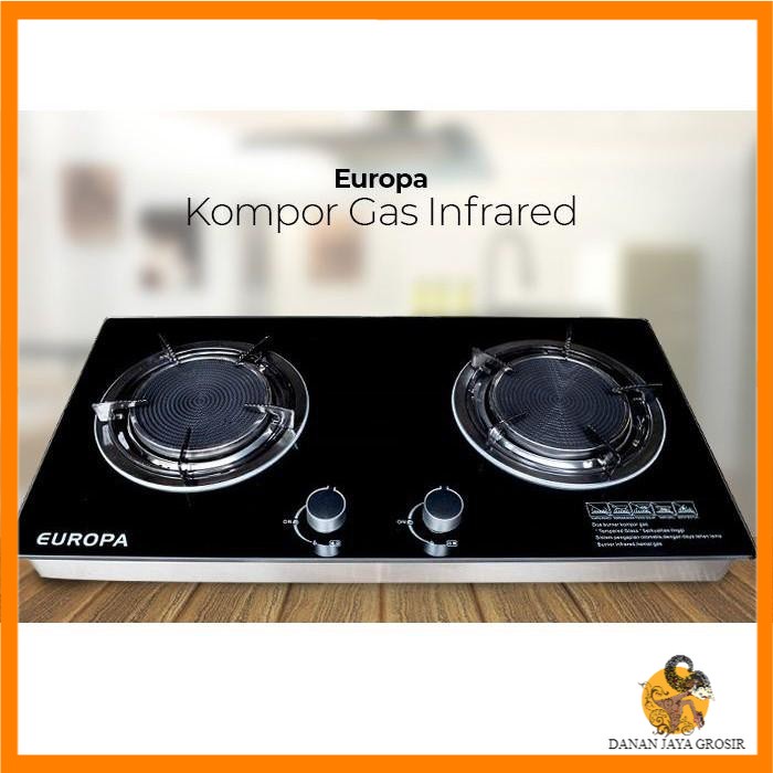 Kompor Gas Tanam Kaca Infrared Europa 2 Tungku