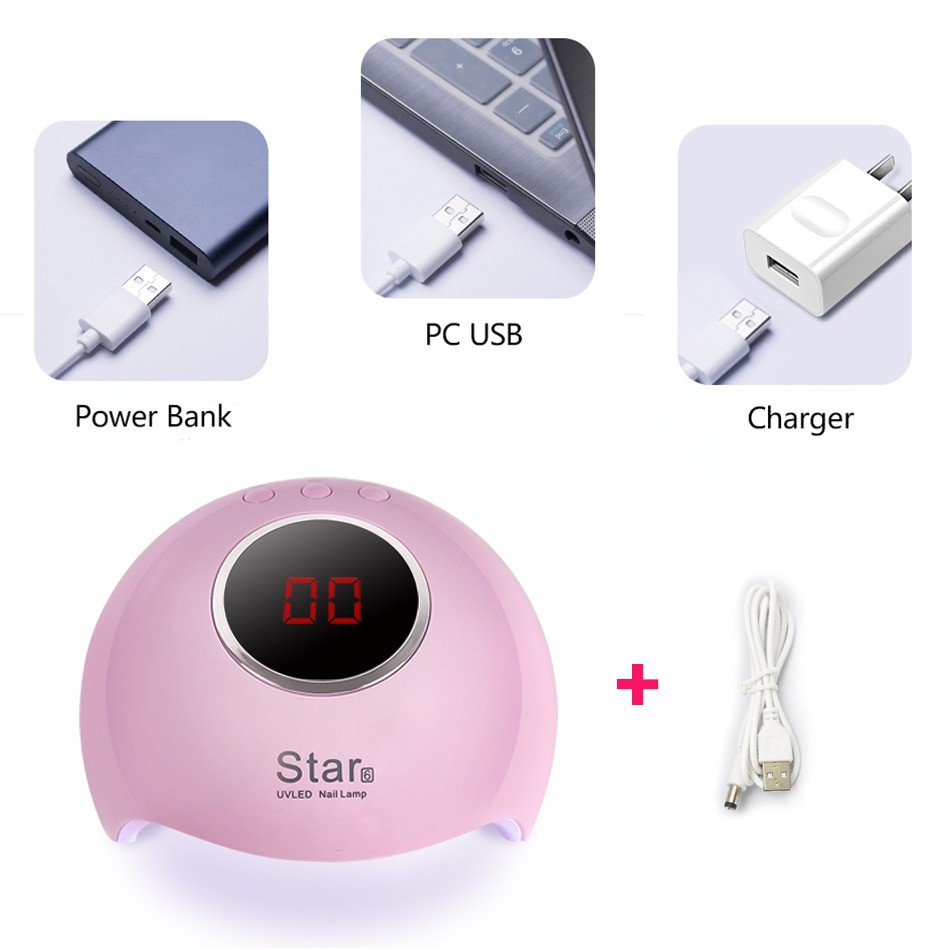 Mall Pengering Kutek Kuku UV LED Nail Dryer 36W - Star6 - Pink 7RHR0VPN