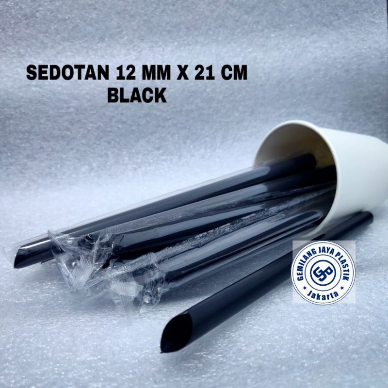 SEDOTAN BUBBLE BOBA JUMBO STERIL 12MM 21CM XL HITAM