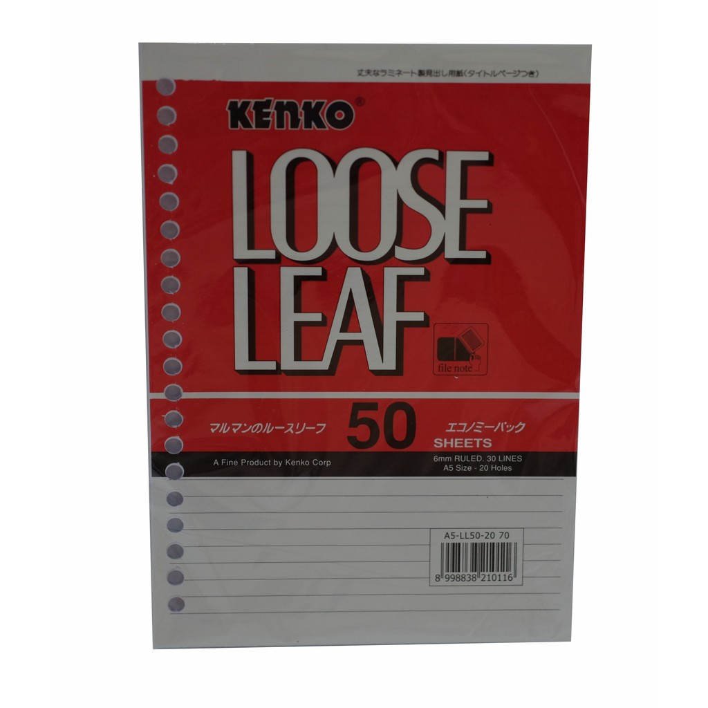 

Loose Leaf Kenko A5 50 Polos (cn)