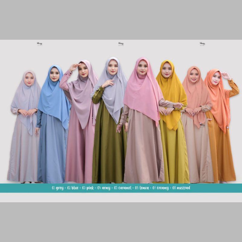 Bella Dress Gamis Simple  Sederhana Polos Katun Toyobo Brand Khaiya