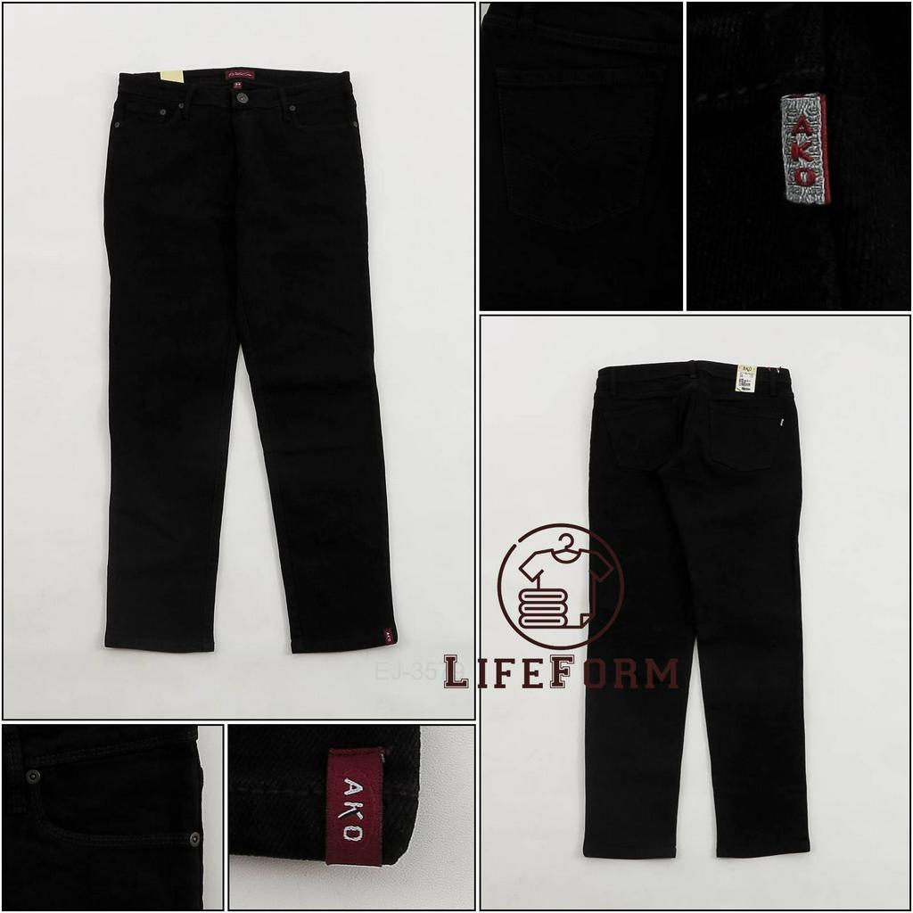 [EJ3579] Celana Jeans wanita Skinny Stretch fit Panjang Hitam Ako 33-34