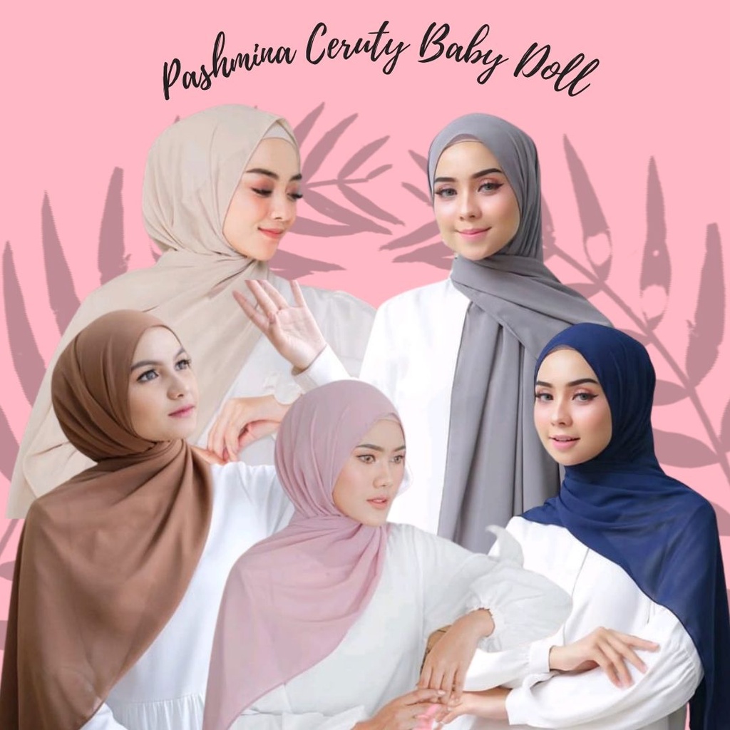 (180x75)JILBAB PASHMINA CERUTY BABYDOLL PREMIUM, PASHMINA CERUTI BABYDOLL TEPI JAHIT