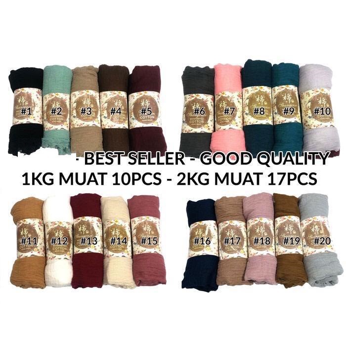 RI04-RI06 FUNSTORE HIJAB PASHMINA CRINKLE SHAWL COTTON WIDE JILBAB BAHAN KATUN PREMIUM IMPORT-4