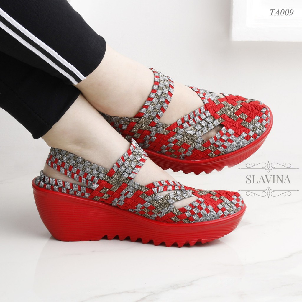 SLAVINA #TA009 JANICE / SEPATU WEDGES WANITA RAJUT BATAM MURAH