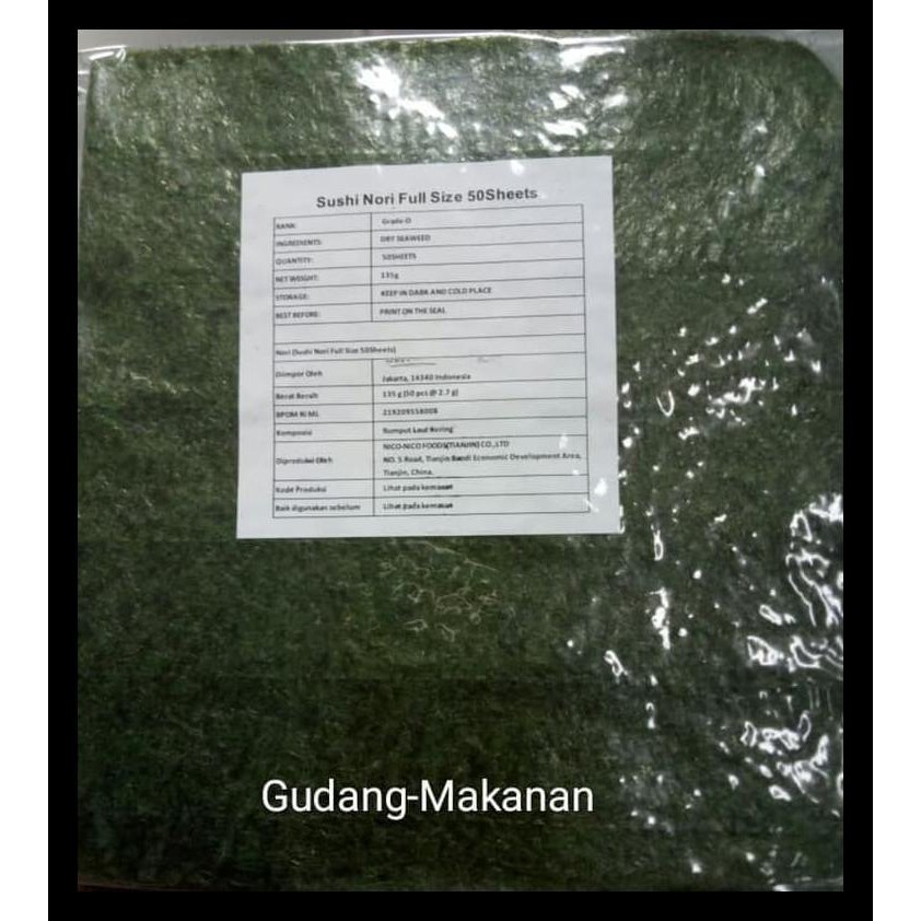 

Sushi Nori / Nori / Rumput Laut 50 Sheets - Full Size Nico-Nico Terbaik