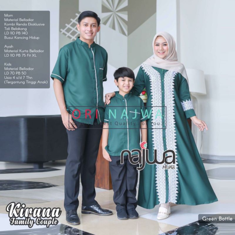 Kirana Family Couple anak cowok usia 3 sampai 6 tahun ORI NAJWA gamis Pesta kemeja lengan pendek