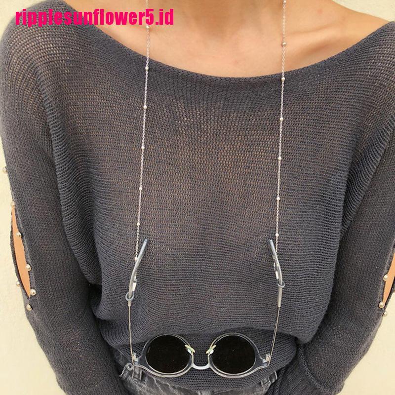 # Kaos T-Shirt Wanita Lengan Pendek Motif Print #Rantai Kacamata Baca Warna Emas Untuk Wanita