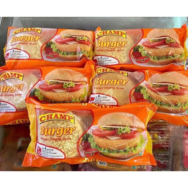 

champ chicken burger daging ayam 310 gr isi 6 semarang