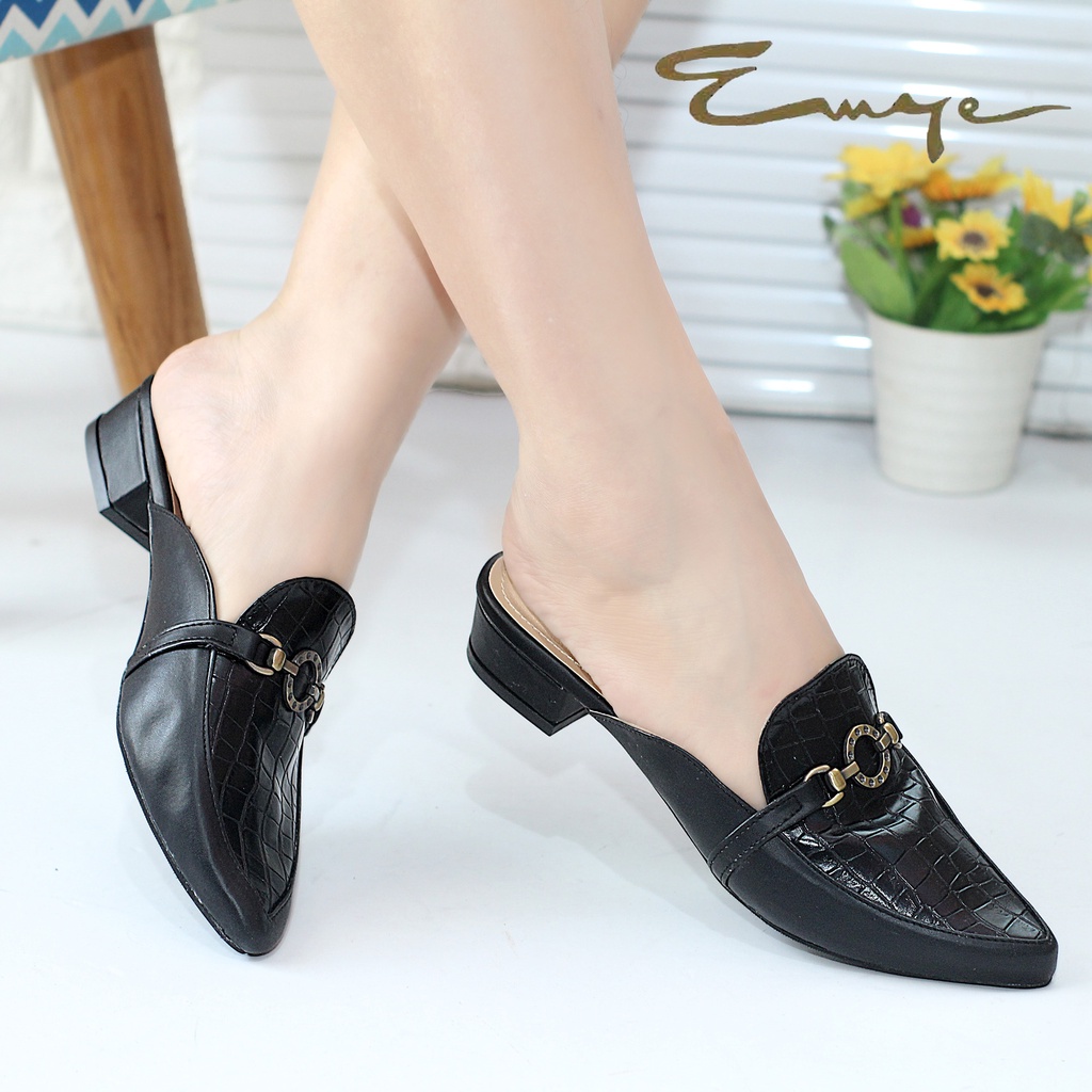 EMYE - Sepatu Pantofel Mules Wanita Hak 3cm Sepatu Formal Wanita Original