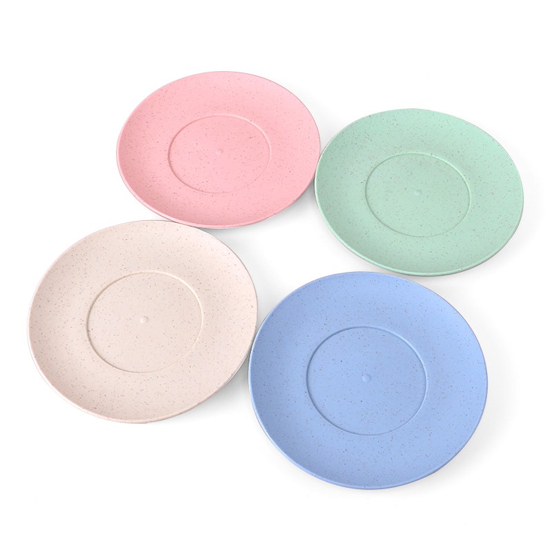 

Ecentio 4PCS Wheat Straw Plates Unbreakable Degradable Dishes Plates