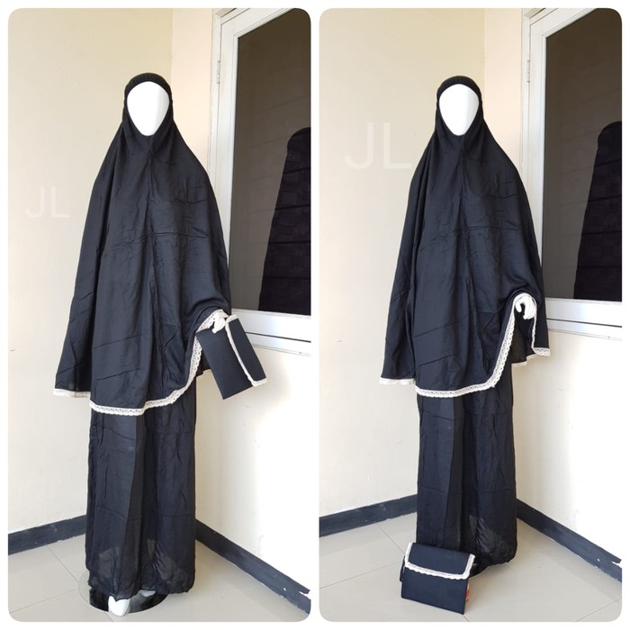 READY [Mukena BASIC hitam VE]Mukena wanita katun hitam