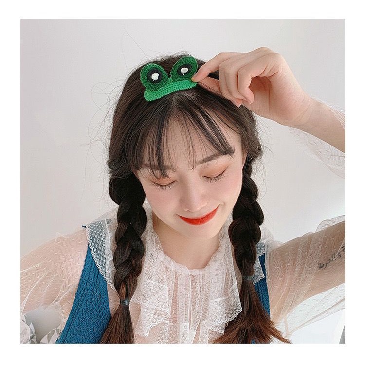 JY IR 8 Hairclip / Jepitan rambut Rajut / Klip Jepit Model Animal Ear Gaya Korea / Amigurumi