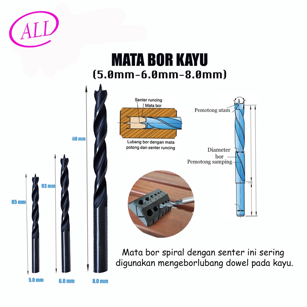 MATA BOR KAYU DRIL ORIJINAL / MATA BOR KAYU