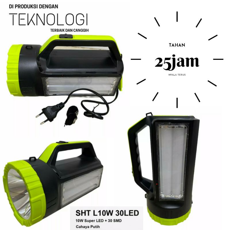 Lampu Senter LED SURYA SHT L10W 30LED Lampu Emegency 10W Senter Tangan 30LED Senter LED Murah Senter Cahaya Putih