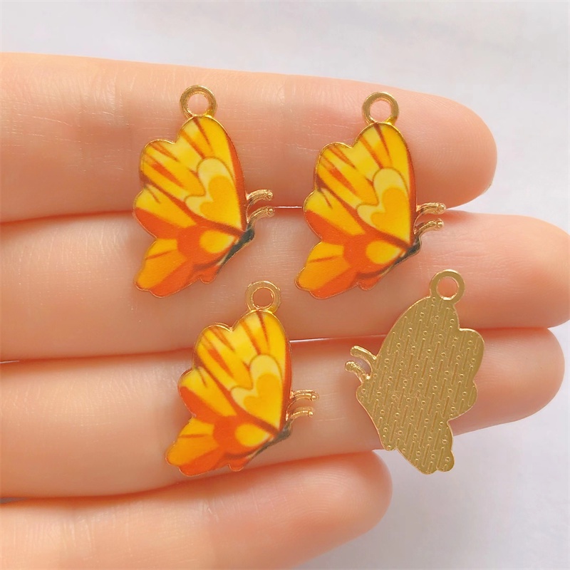 4 Pcs Liontin Kupu-Kupu Warna-Warni Bahan Logam Untuk Membuat Perhiasan Kalung Gelang