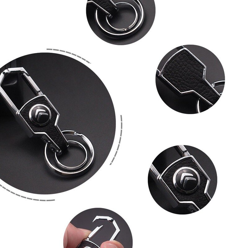 Gantungan Kunci Mobil Bahan Kulit Metal Untuk Citroen C1 C2 C3 C4 C5 C3 Picasso C-Elysee Jumper