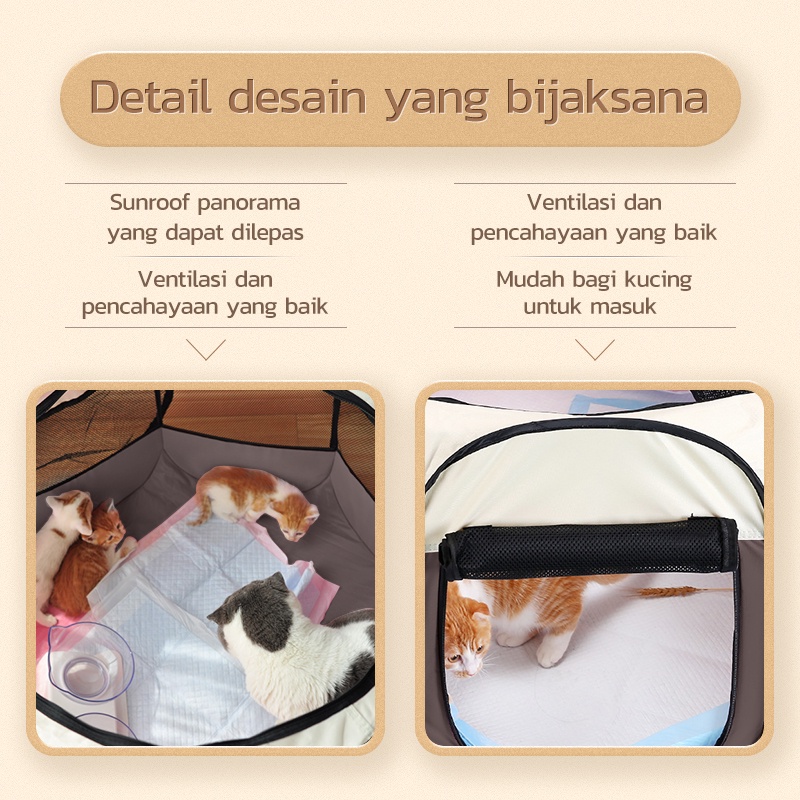 AmazeFan Pagar Tenda Lipat Portabel Dengan kandang kucing besar Utk Kucing Dan Anjing Kandang Lipat Hewan Bahan Kain Tempattidurkucing Tempatiduranjing Pet Cage Folding Pet Tent tempat tidur tenda aksesoris kucing portable pet camping