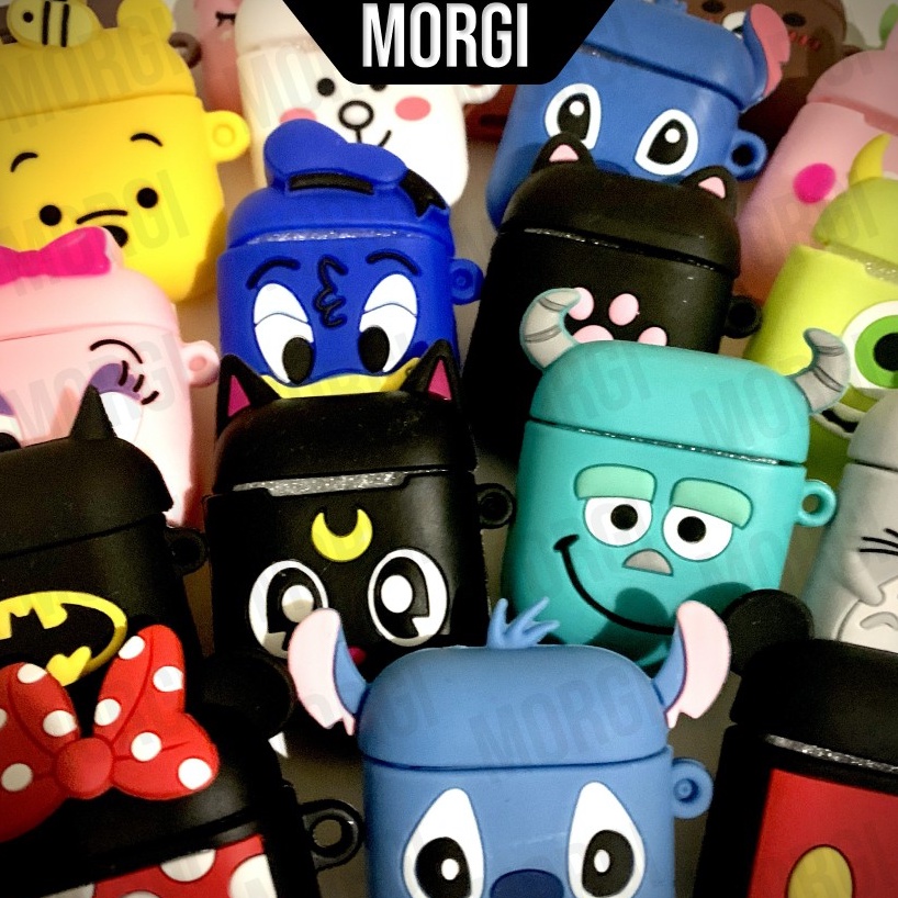 Case Airpods 2 Karakter Lucu Casing Gen 1 Inpods 12 i12 Silikon Hitam Polos 3D Boba Minnie Silicone