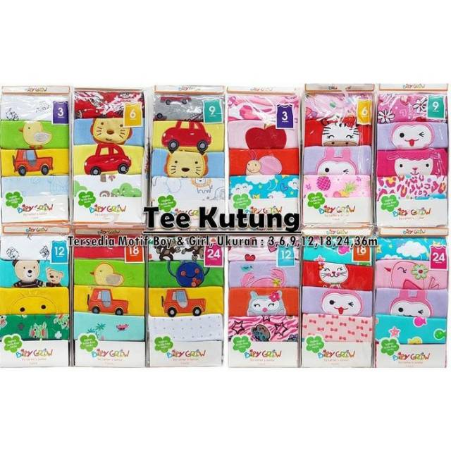 ♥BabyYank♥ Atasan Anak/ Bayi Tee lengan Pendek Kutung isi 5 Per Pack by Baby Grow