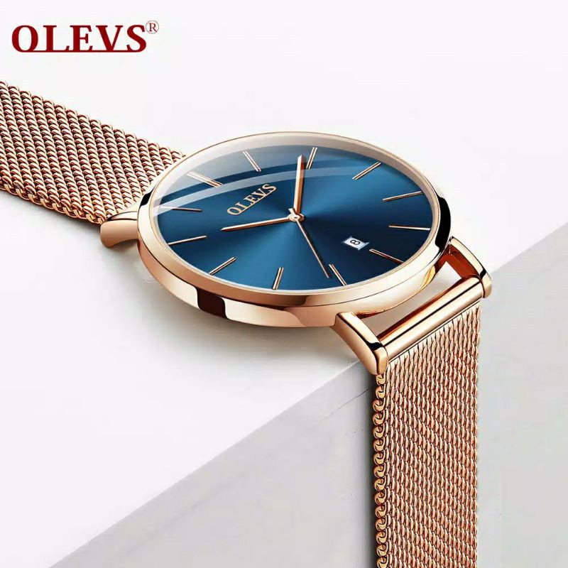 jam tangan wanita Olevs original  Rose gold watch tali pasir tipis Sempel tahan air