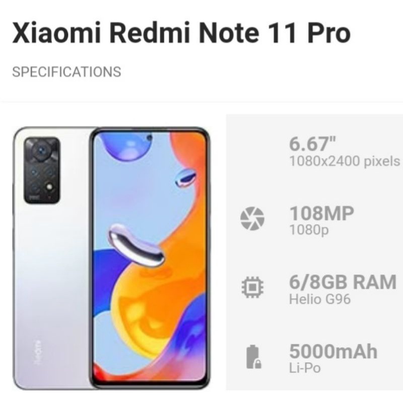 XIAOMI REDMI NOTE 11 PRO RAM 6GB ROM 128GB 6/128 GARANSI RESMI