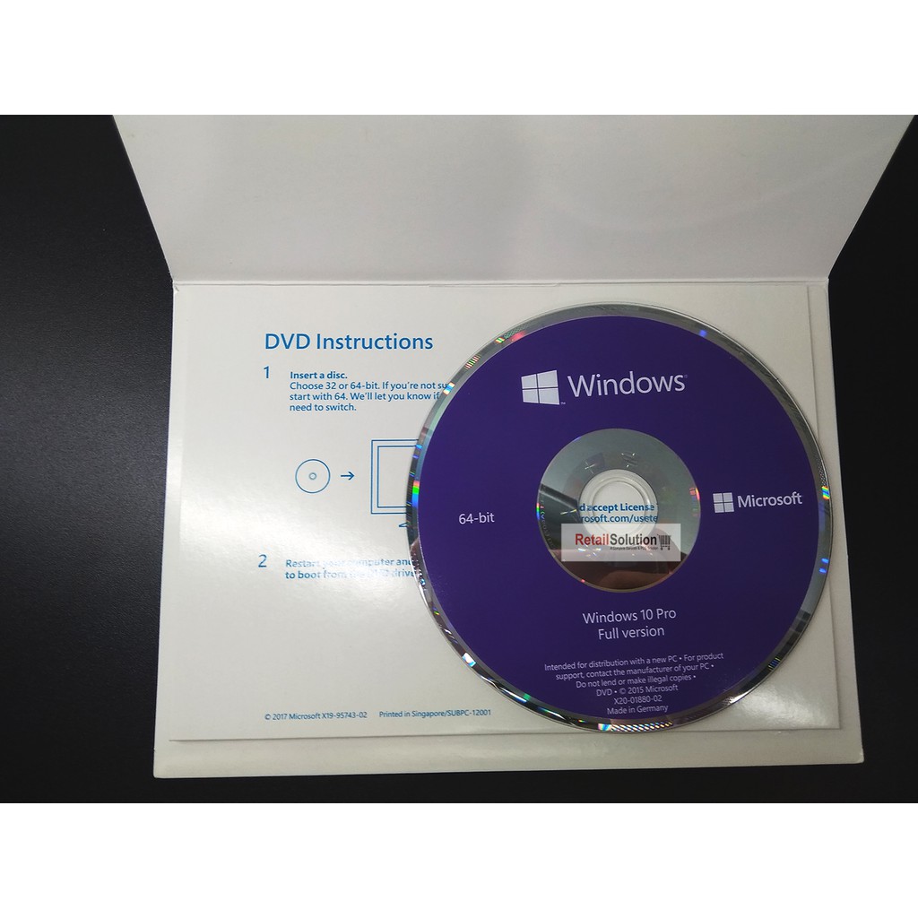 Microsoft Windows 10 Pro Edition x64 OEM Original - DVD Windows Ori