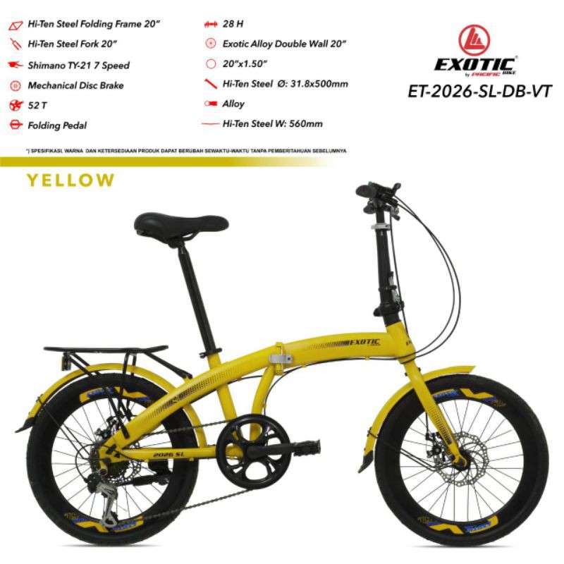 Sepeda Sepedah Folding Bike Lipat Lipet 20 Inch Exotic Olahraga Anak Dewasa Murah