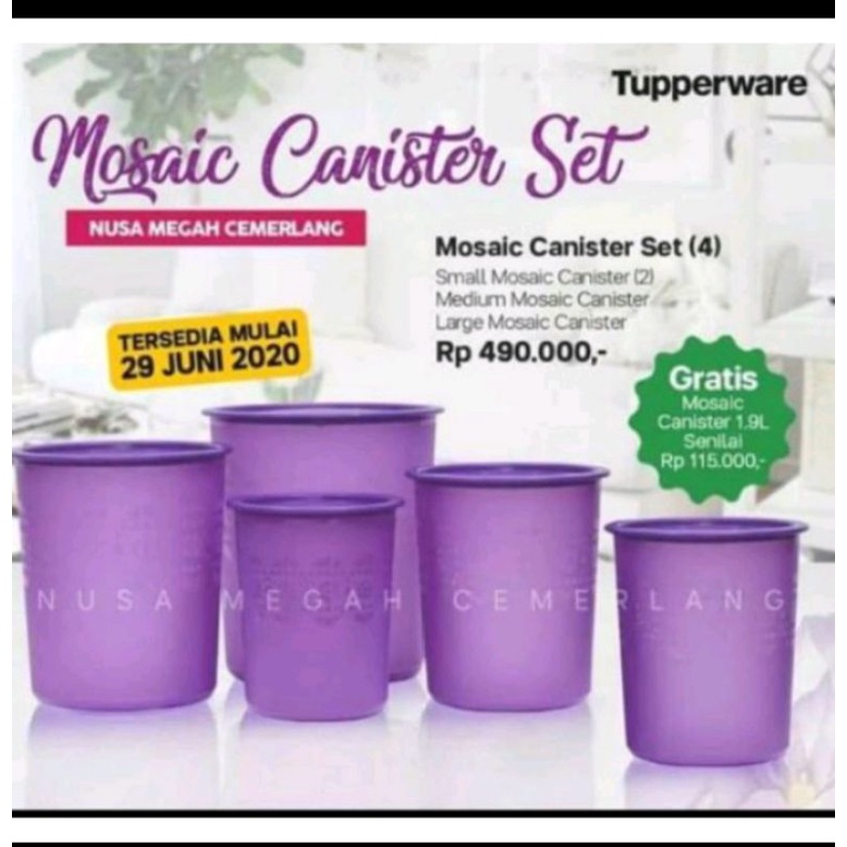 mosaic canister set tupperware / toples set tupperware isi 5