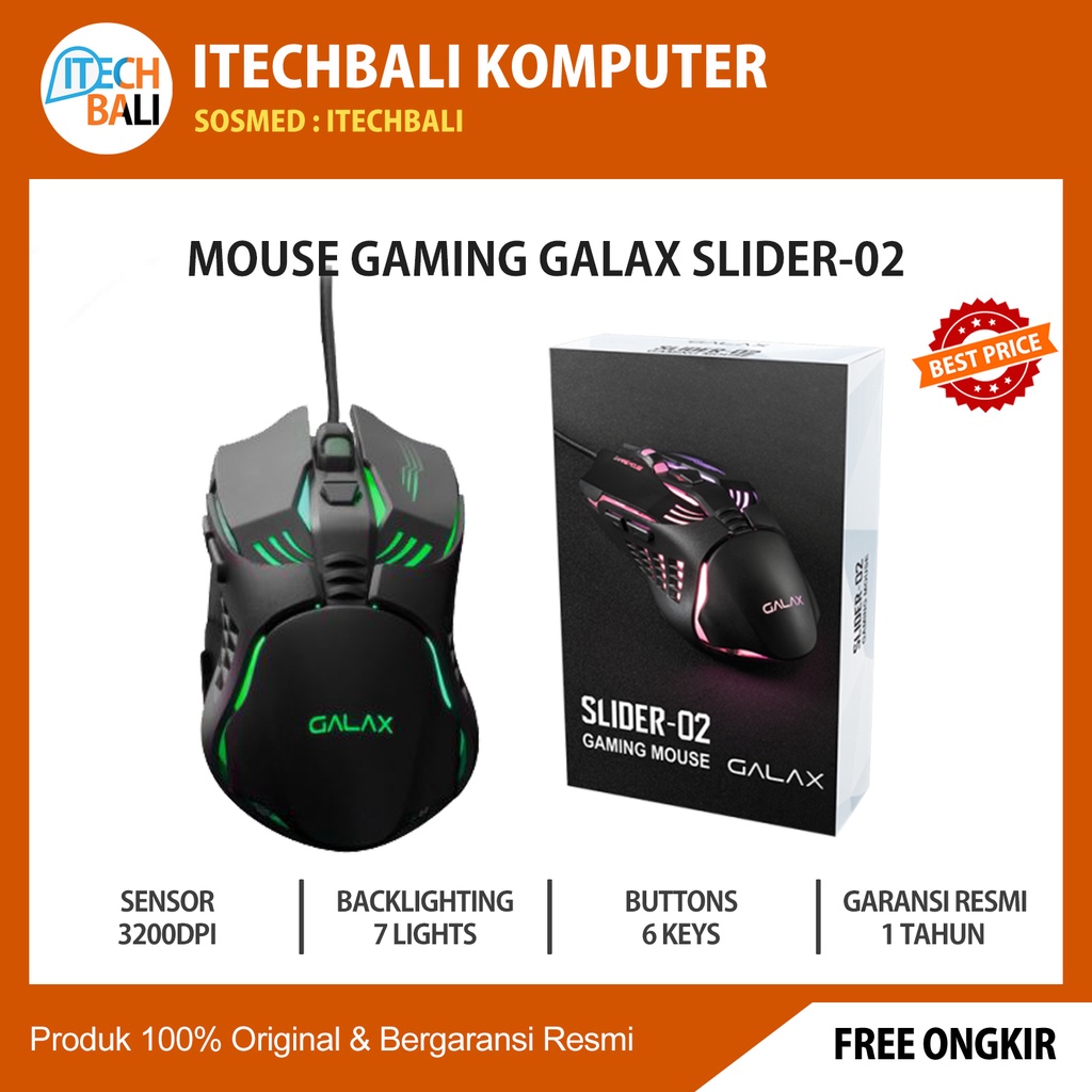 GALAX SLIDER 02 WIRED GAMING MOUSE  LIGHTING EFFECT | ITECHBALI