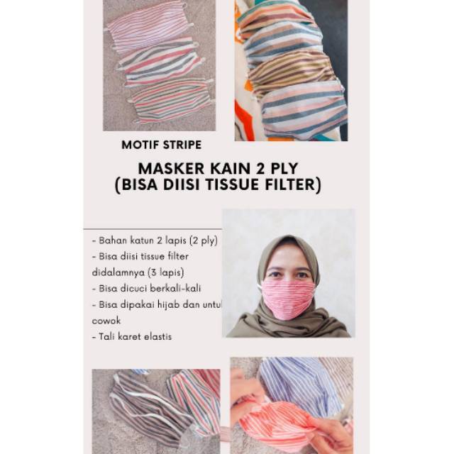 Masker kain katun stripe