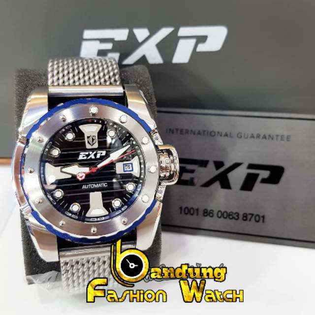 Jam Tangan Keren Elegant Pria New Expedition Exp301 MA Automatic Silver List Blue Original