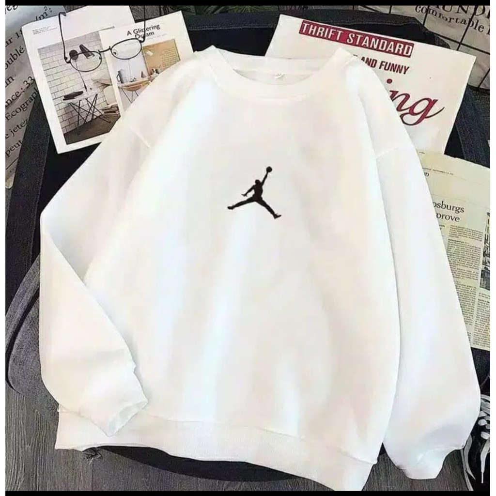 Jordan Sweater Crewneck - Allsize - Bahan Fleece tebal dan lembut  - Outfit Wanita Dan Pria